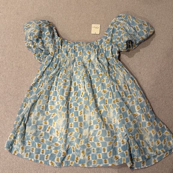 Free People Marina Mini Dress in printed Ivory Baby Blue Combo. NWT - Picture 4 of 6